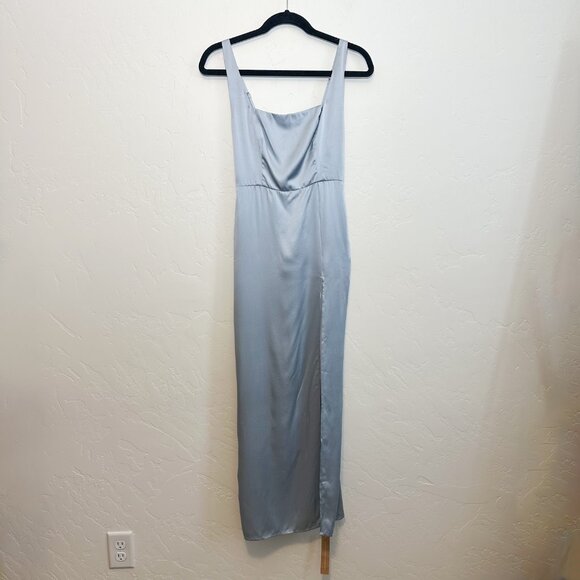 Reformation | NWT 100% Silk Solay Maxi Slit Sleeveless‎ Dress in Mineral Blue - Picture 6 of 12
